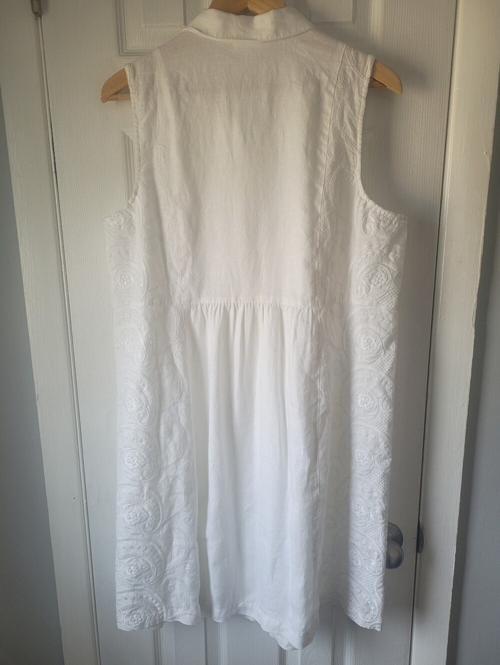 J. Jill White Sleeveless Button-Front Linen Dress - Picture 4 of 10